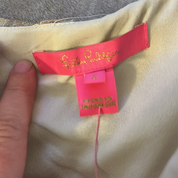NWT Lilly Pulitzer Trixie one shoulder blouse in gold - Picture 4 of 6